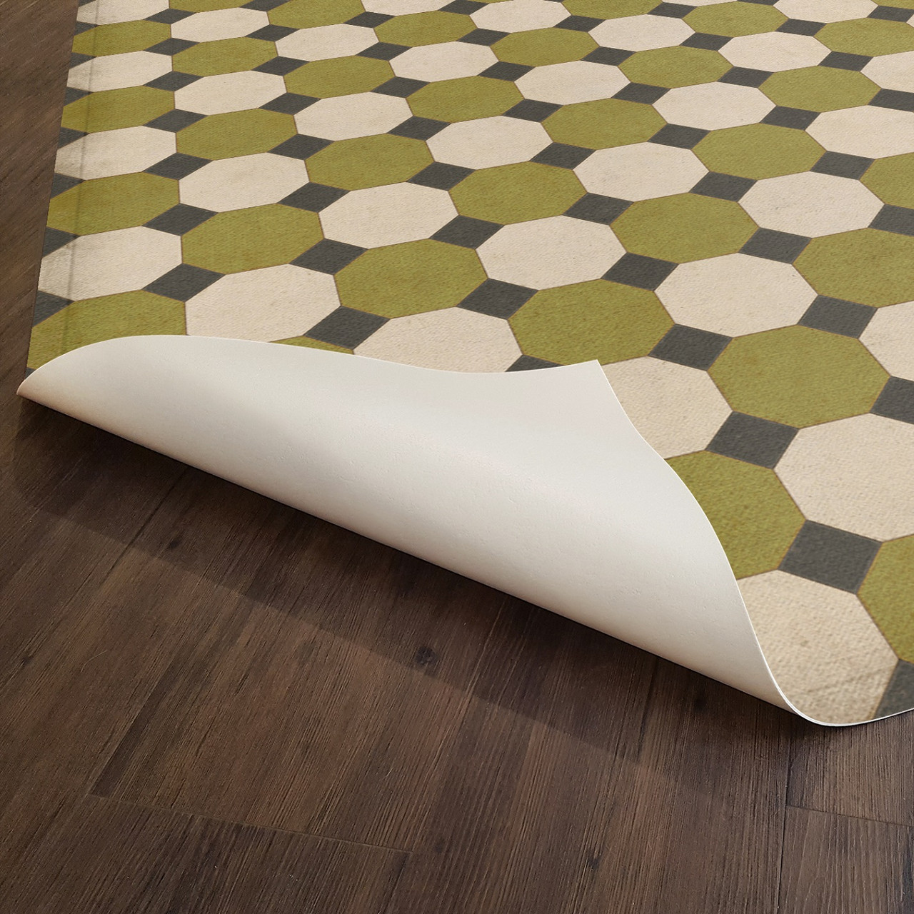 Williamsburg Octagons Sherman - vinyl floor cloth underside 