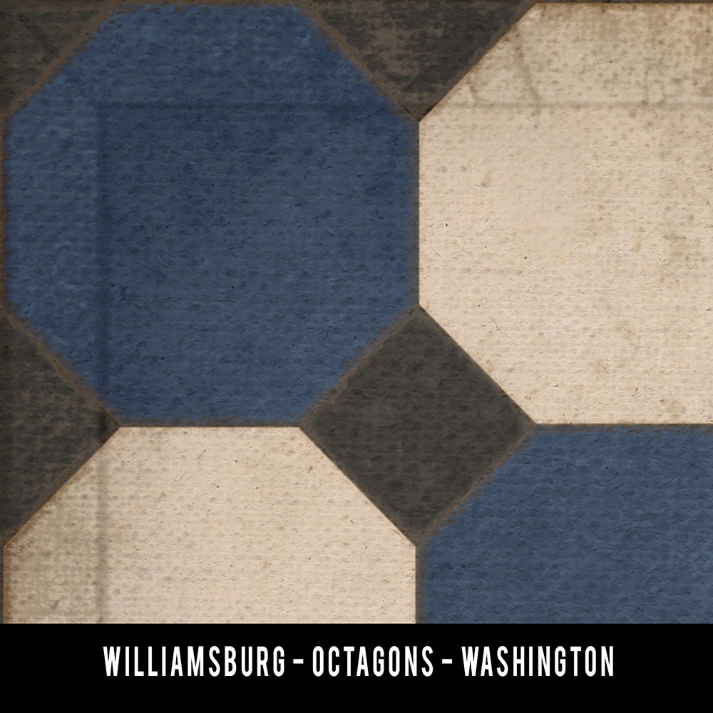 Williamsburg Octagons Washington - vinyl floor cloth swatch sample