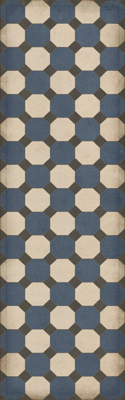 Williamsburg Octagons Washington - vinyl floor cloth size 36x115