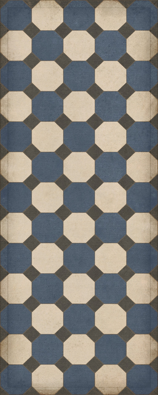 Williamsburg Octagons Washington - vinyl floor cloth size 36x90