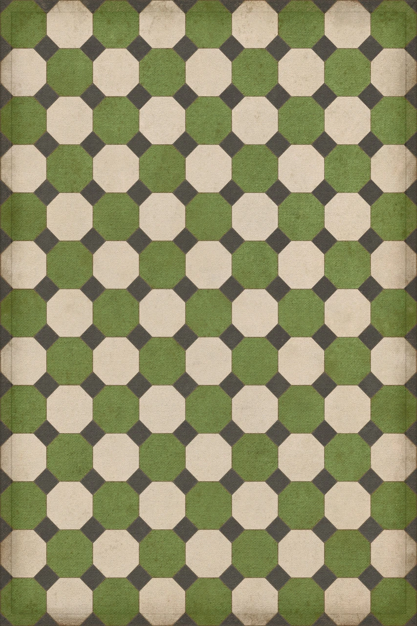 Williamsburg Octagons Wythe - vinyl floor cloth sizes 20x30, 24x36, 38x56, 52x76, 70x102