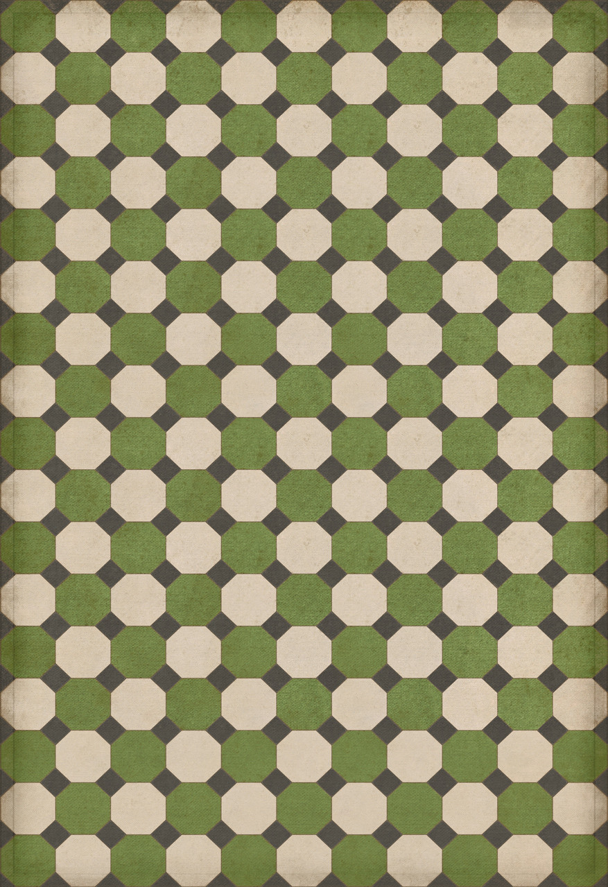 Williamsburg Octagons Wythe - vinyl floor cloth sizes 96x140, 120x175