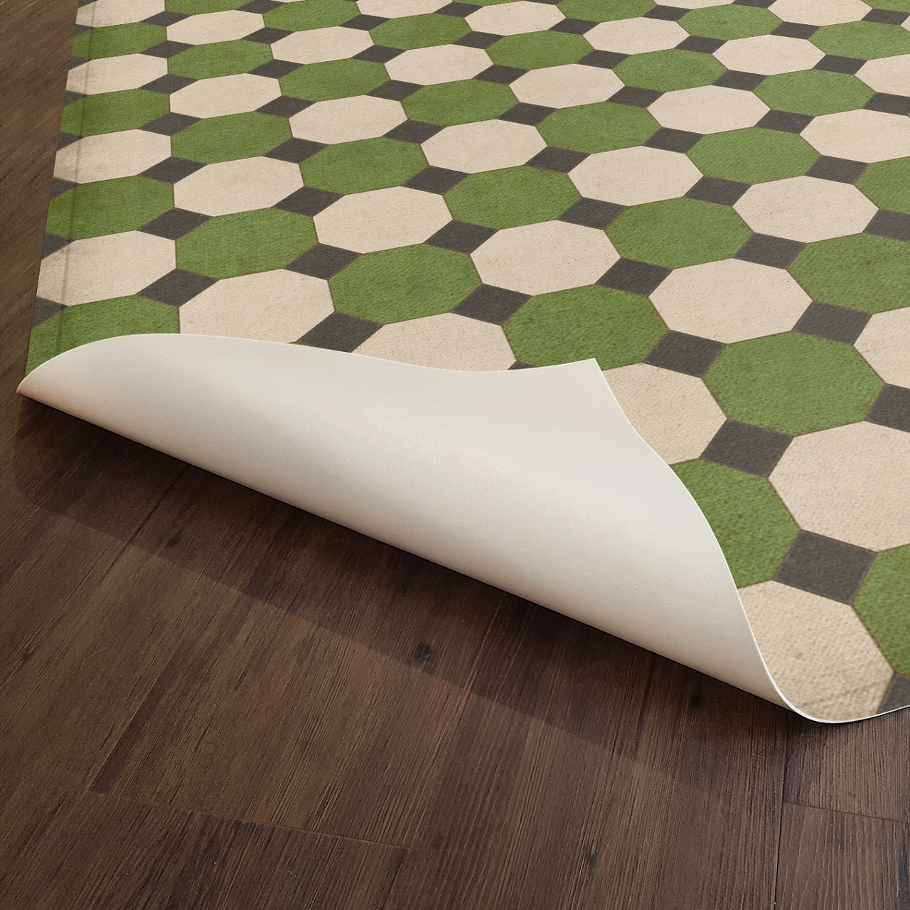 Williamsburg Octagons Wythe - vinyl floor cloth underside 