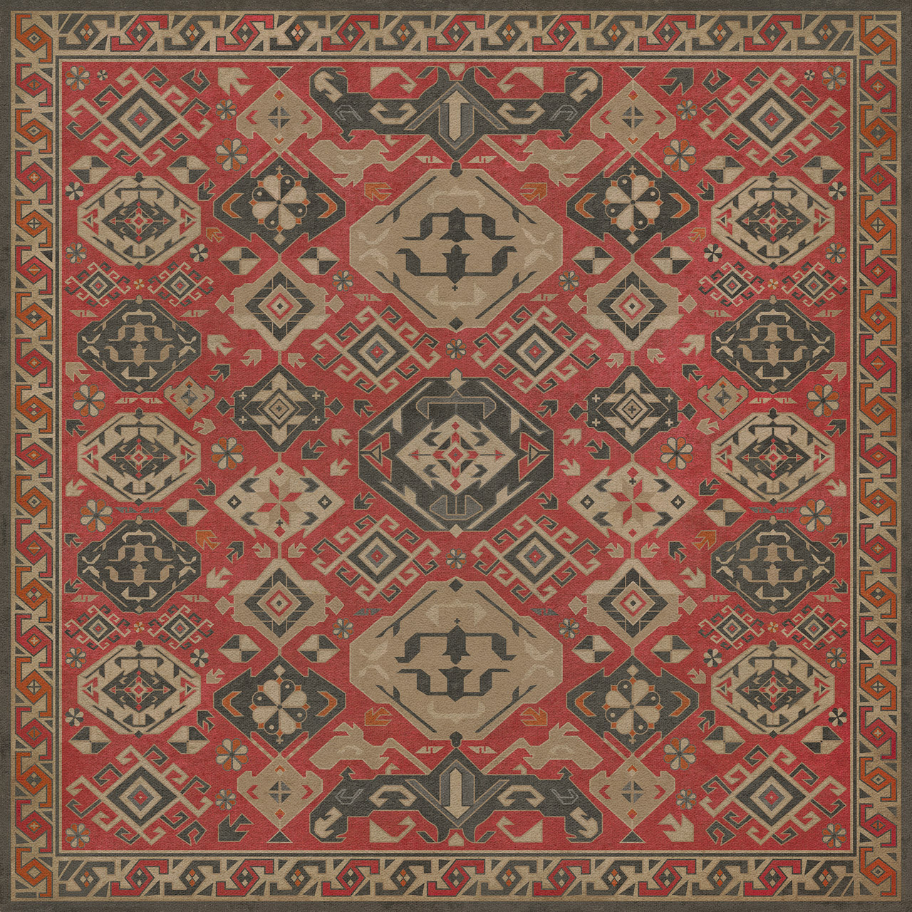 Williamsburg Traditional All Spice - vinyl floor cloth image for all square sizes