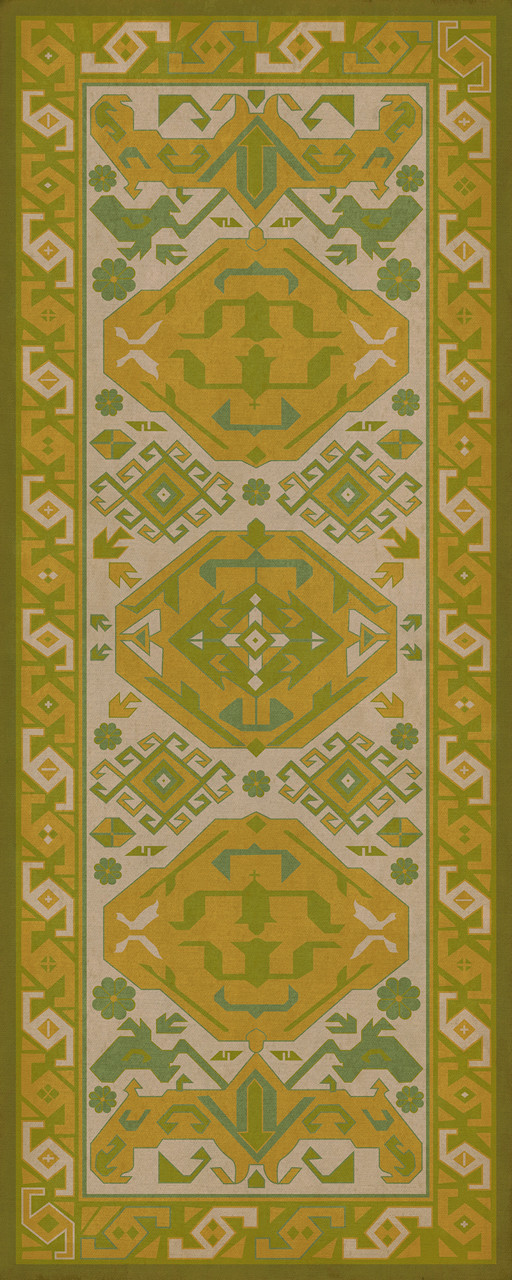 Williamsburg Traditional Cassia - vinyl floor cloth sizes 30x75, 36x90