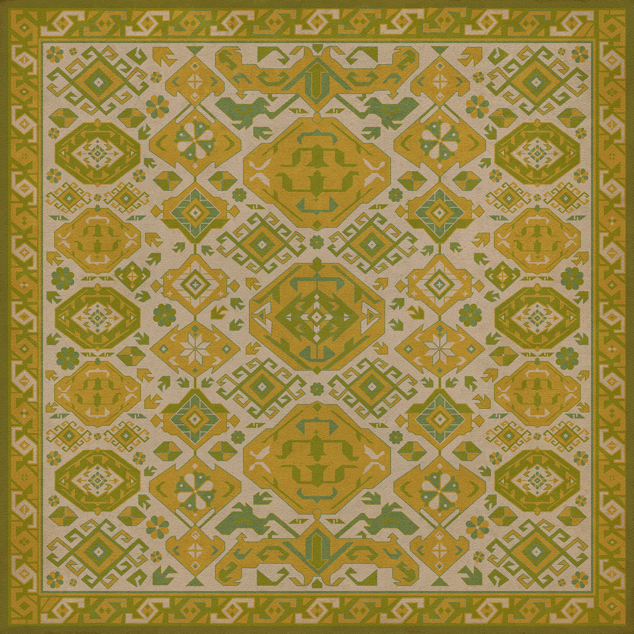 Williamsburg Traditional Cassia - vinyl floor cloth image for all square sizes