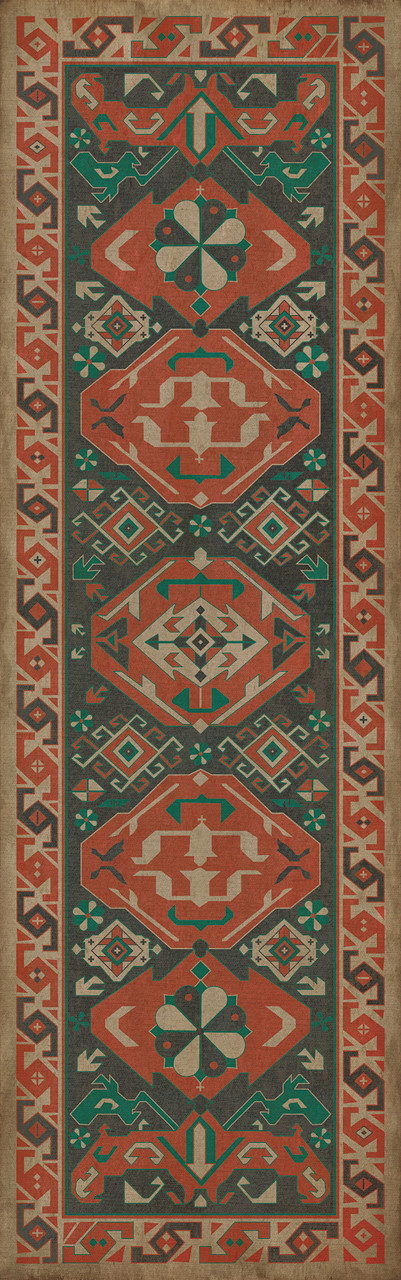 Williamsburg Traditional Clove - vinyl floor cloth sizes 24x77, 30x96, 36x115