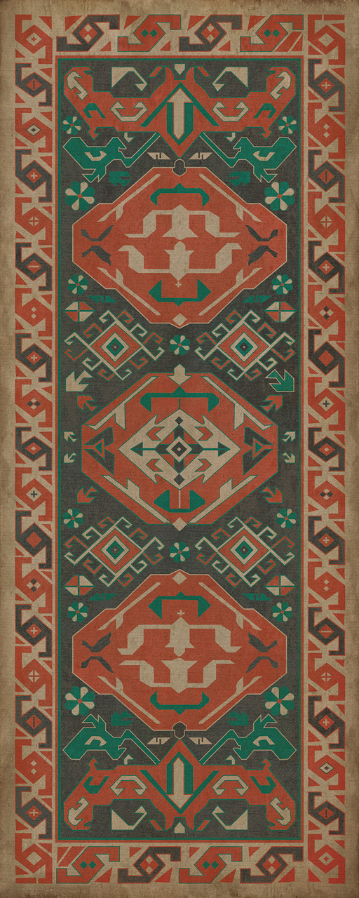 Williamsburg Traditional Clove - vinyl floor cloth sizes 30x96, 36x90