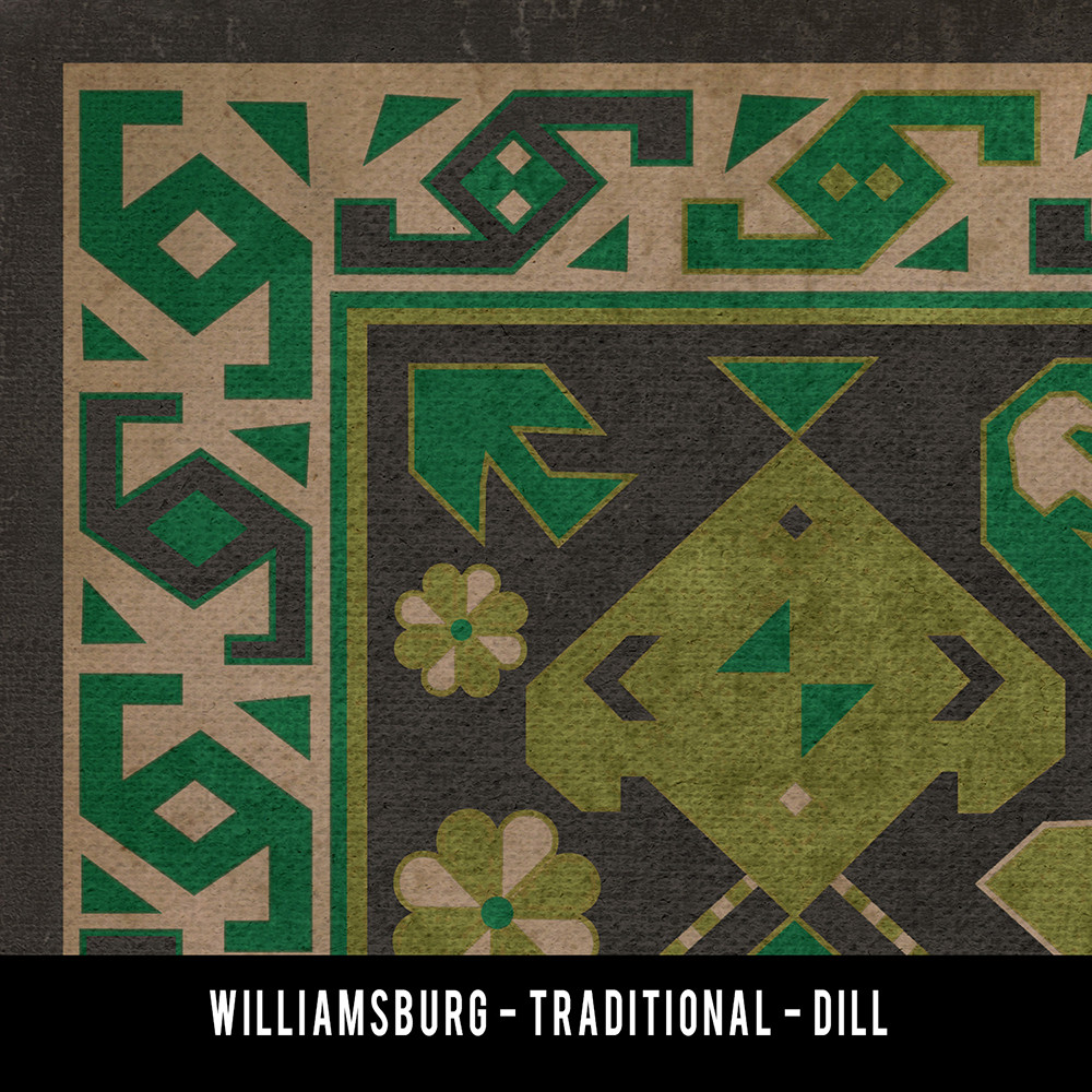 Williamsburg Traditional Dill - vinyl floor cloth swatch sample