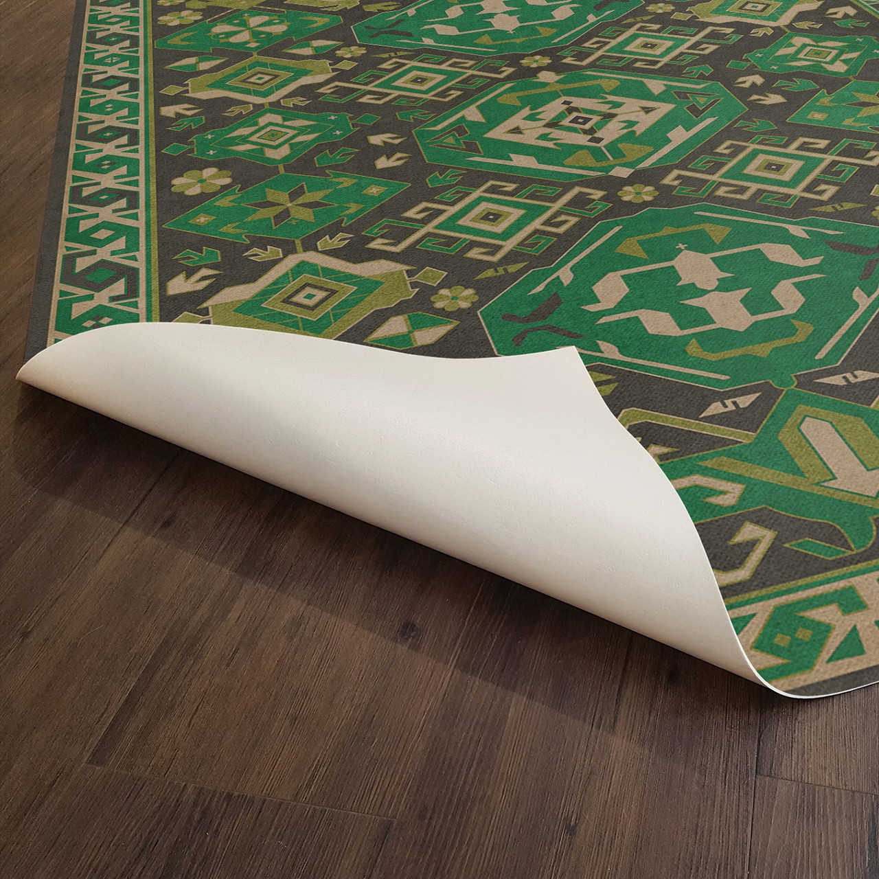 Williamsburg Traditional Dill - vinyl floor cloth underside 