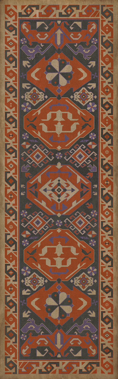 Williamsburg Traditional Lavender - vinyl floor cloth size 36x115