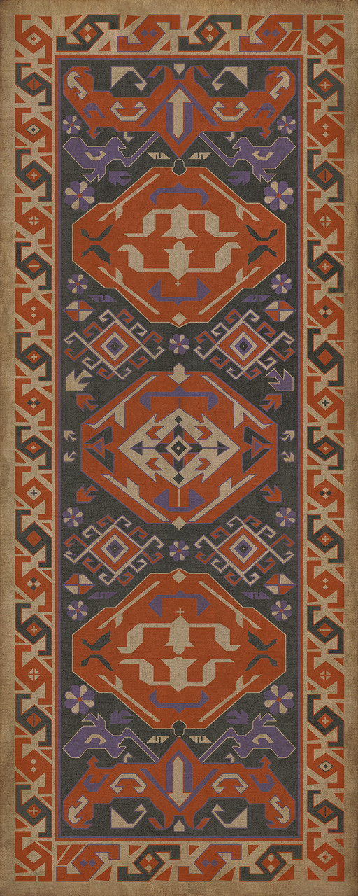 Williamsburg Traditional Lavender - vinyl floor cloth size 36x90