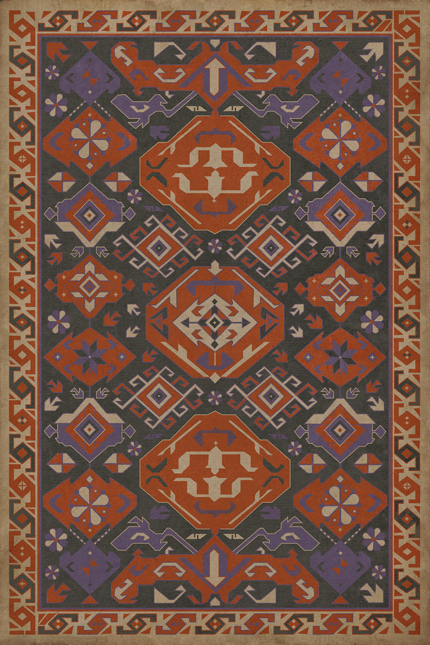 Williamsburg Traditional Lavender - vinyl floor cloth image for all rectangle sizes 