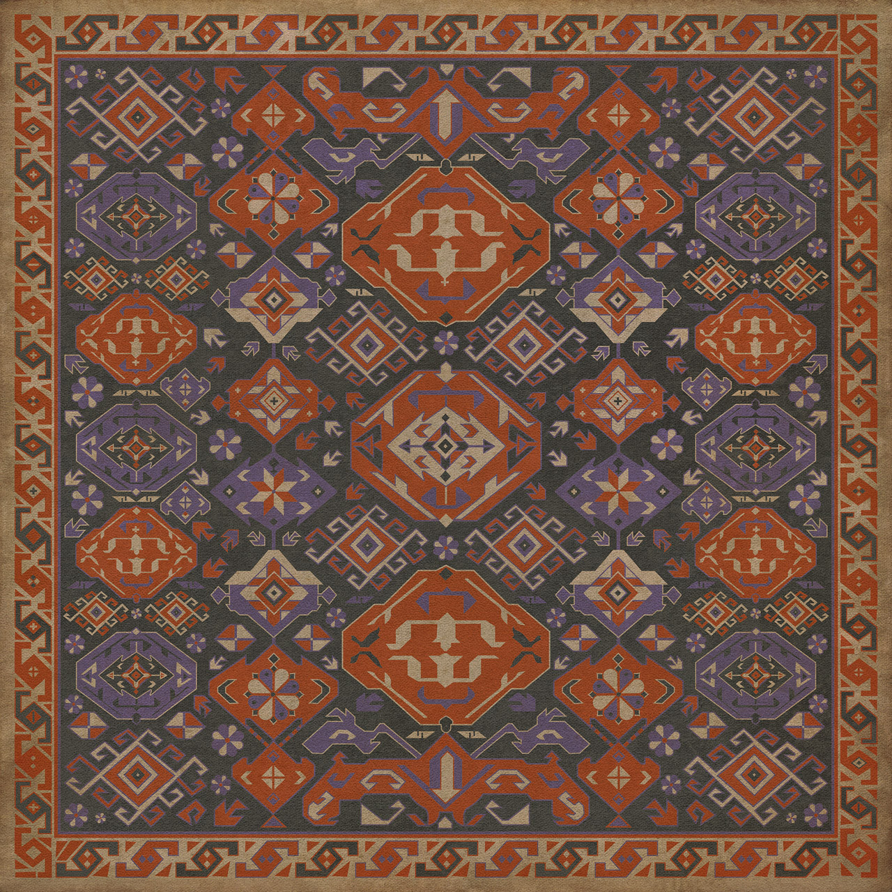 Williamsburg Traditional Lavender - vinyl floor cloth image for all square sizes