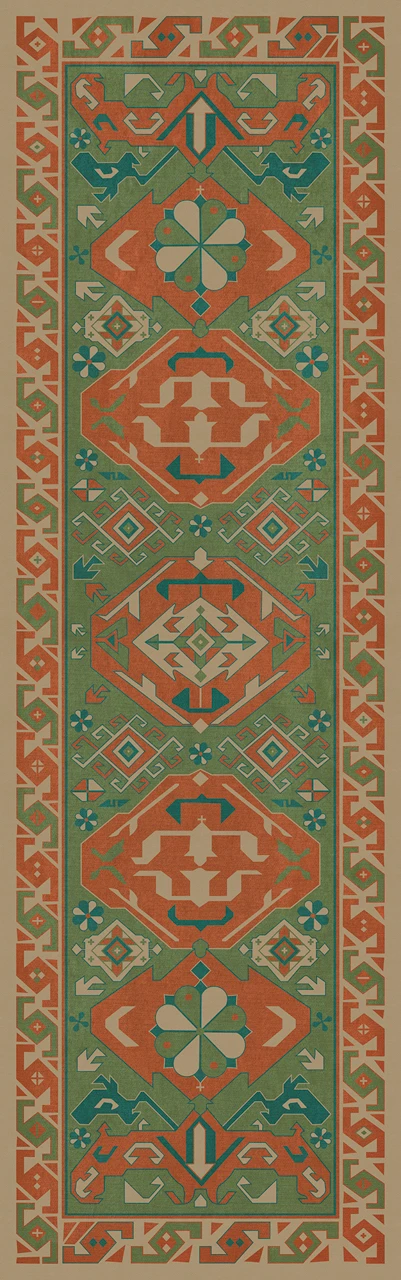 Williamsburg Traditional Mace - vinyl floor cloth sizes 24x77, 30x96, 36x115