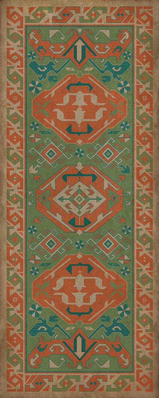 Williamsburg Traditional Mace - vinyl floor cloth sizes 30x75, 36x90
