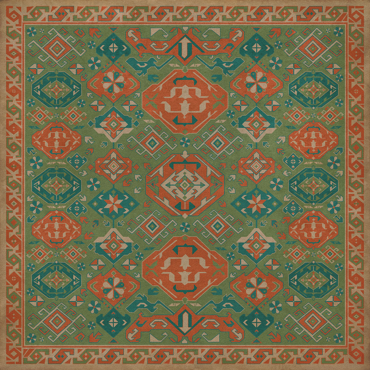 Williamsburg Traditional Mace - vinyl floor cloth image for all square sizes