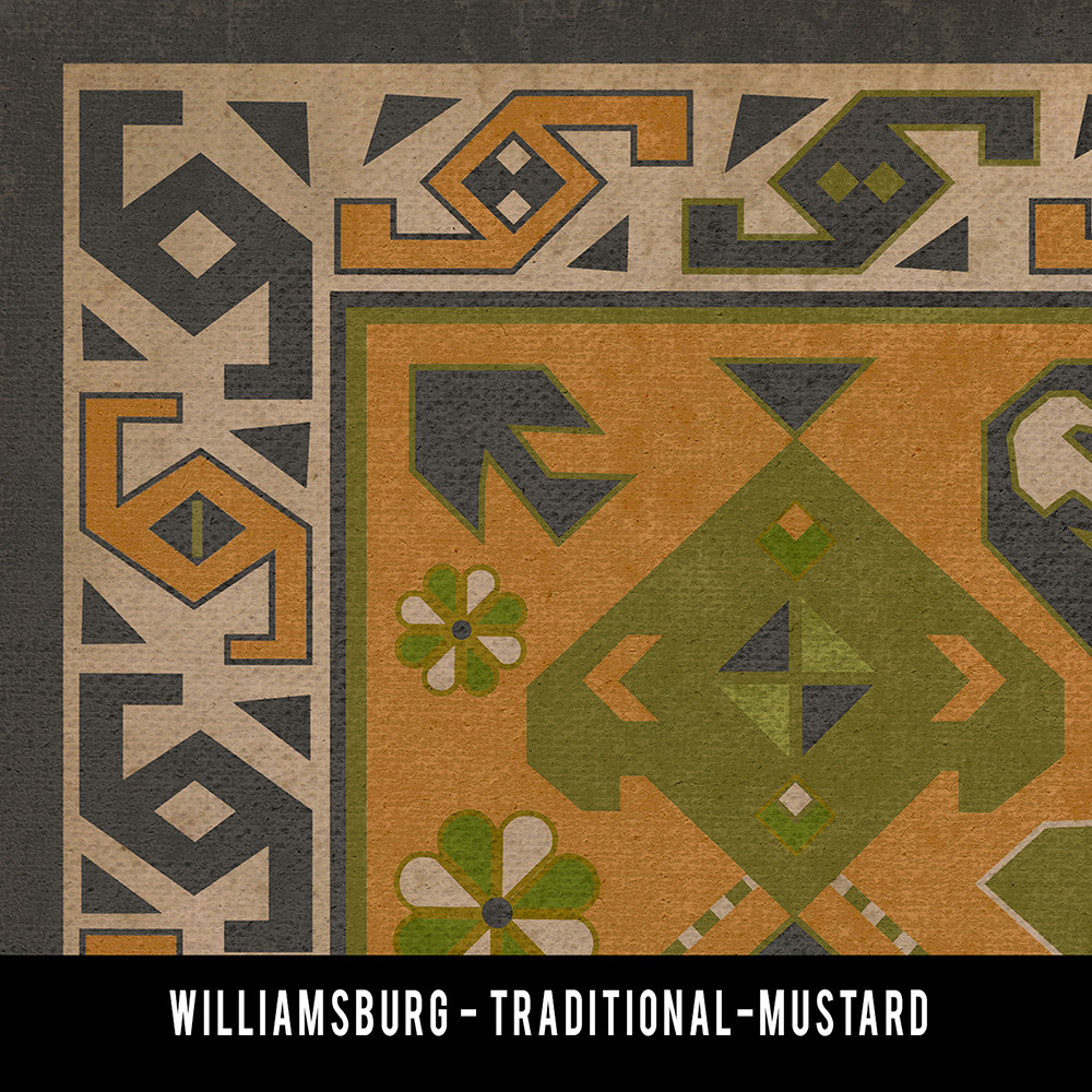 Williamsburg Traditional Mustard - vinyl floor cloth swatch sample