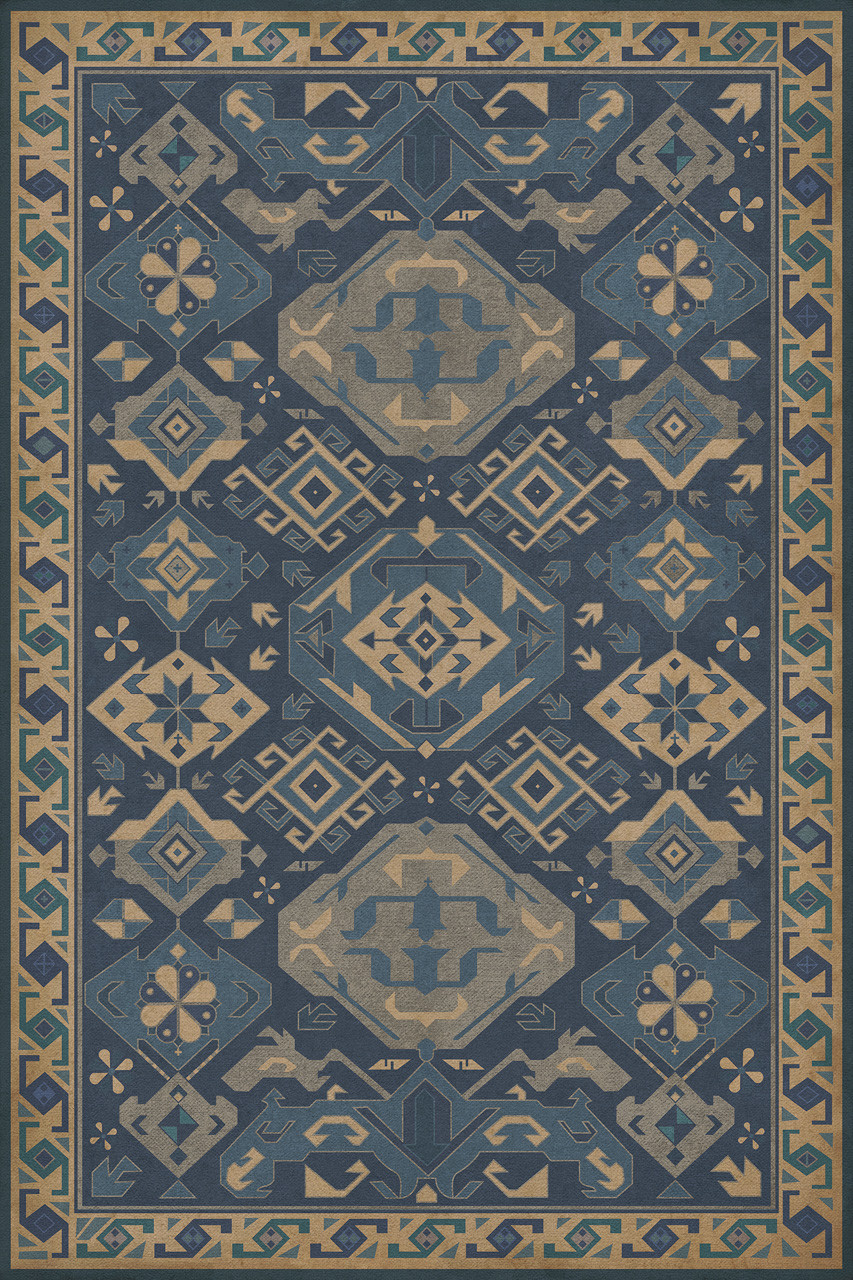 Williamsburg Traditional Nankeen - vinyl floor cloth image for all rectangle sizes