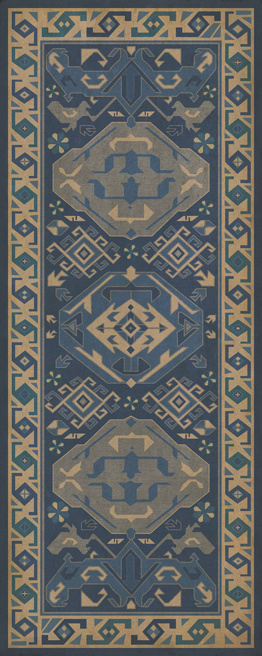 Williamsburg Traditional Nankeen - vinyl floor cloth sizes 30x75, 36x90