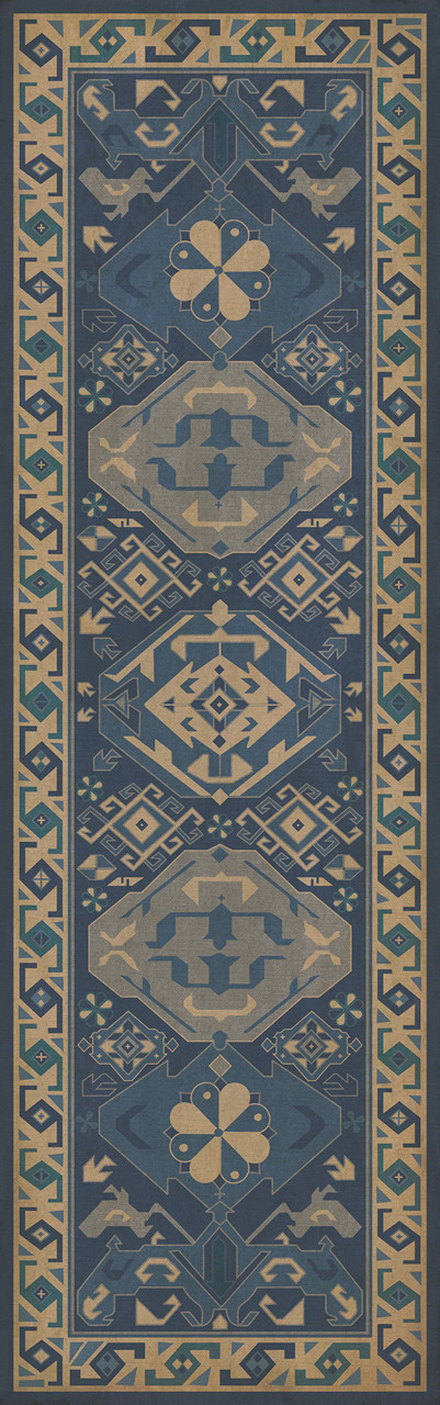 Williamsburg Traditional Nankeen - vinyl floor cloth sizes 24x77, 30x96, 36x115