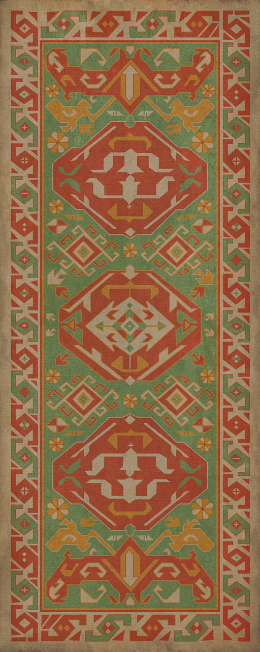 Williamsburg Traditional Nutmeg - vinyl floor cloth size 36x90