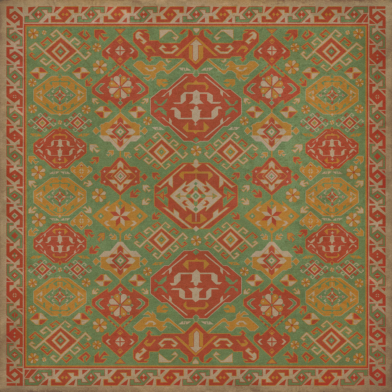 Williamsburg Traditional Nutmeg - vinyl floor cloth image for all square sizes