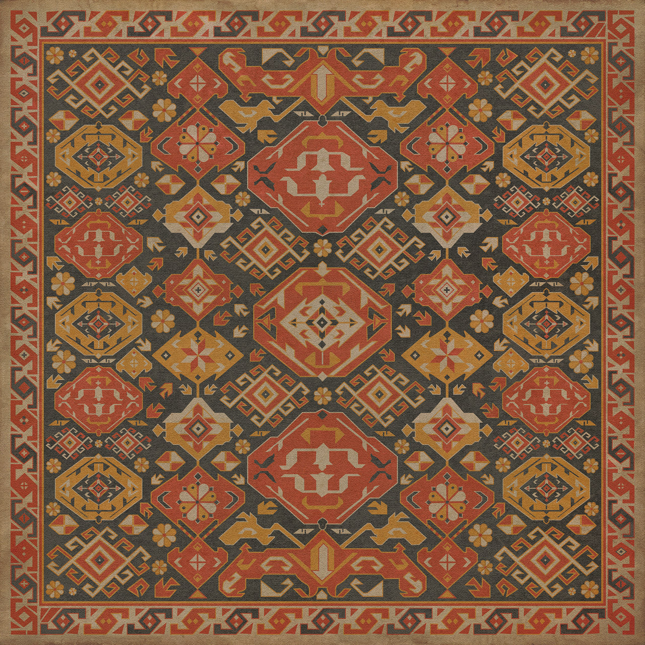 Traditional Paprika - vinyl floor cloth image for all square sizes