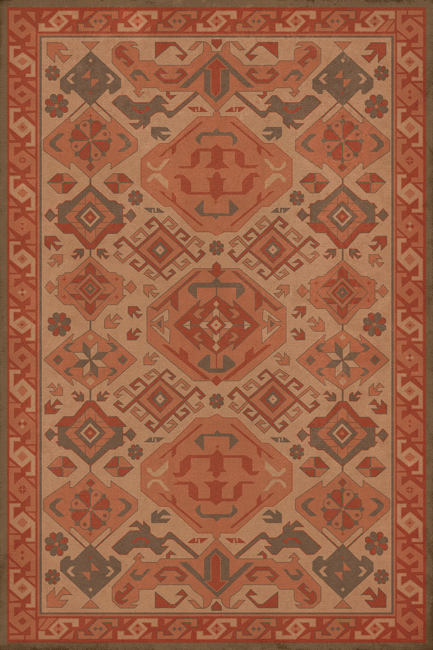 Williamsburg Traditional Pepperberry - vinyl floor cloth image for all rectangle sizes 