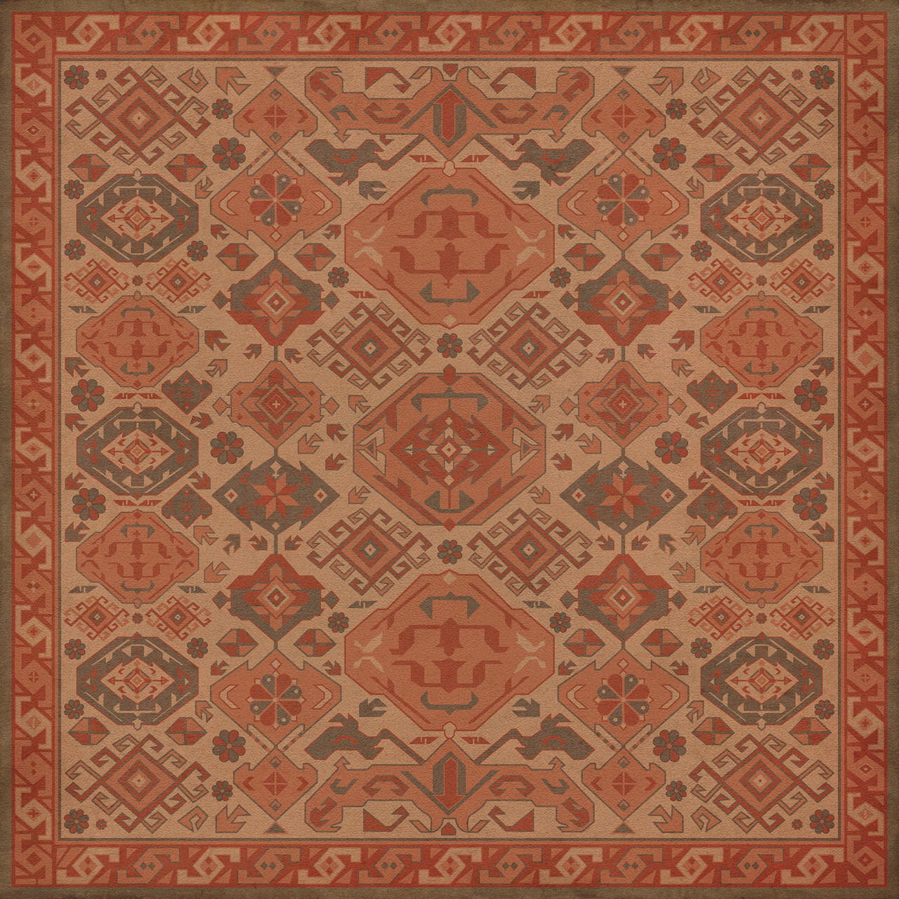 Williamsburg Traditional Pepperberry - vinyl floor cloth image for all square sizes