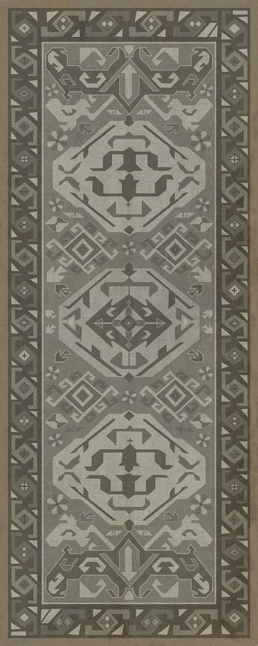 Williamsburg Traditional Poppy Seed - vinyl floor cloth size 36x90