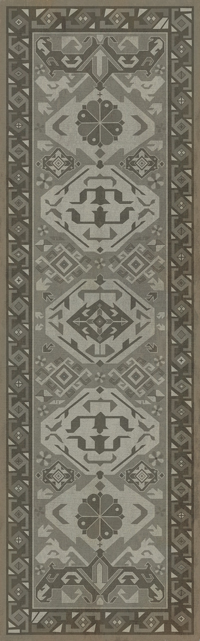 Williamsburg Traditional Poppy Seed - vinyl floor cloth sizes 24x77, 30x96, 36x115