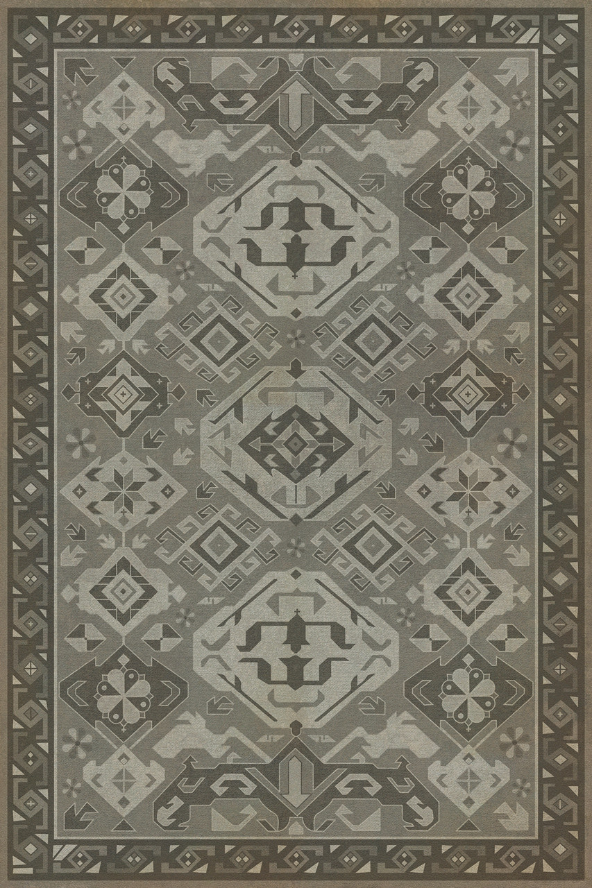 Williamsburg Traditional Poppy Seed - vinyl floor cloth image for all rectangle sizes 