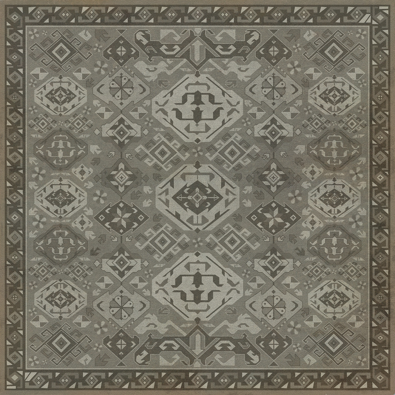 Williamsburg Traditional Poppy Seed - vinyl floor cloth image for all square sizes