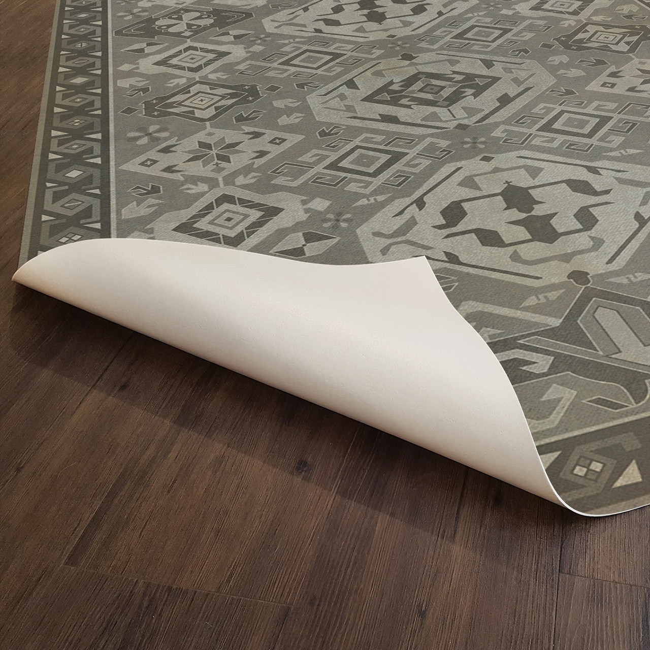 Williamsburg Traditional Poppy Seed - vinyl floor cloth underside 