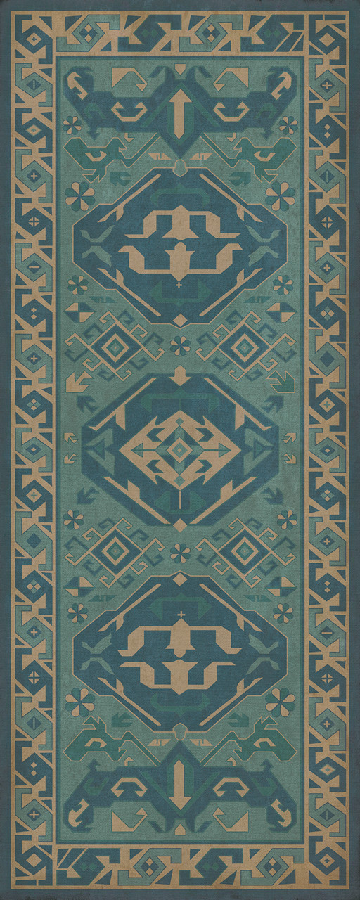 Williamsburg Traditional Porcelain - vinyl floor cloth sizes 30x75, 36x90