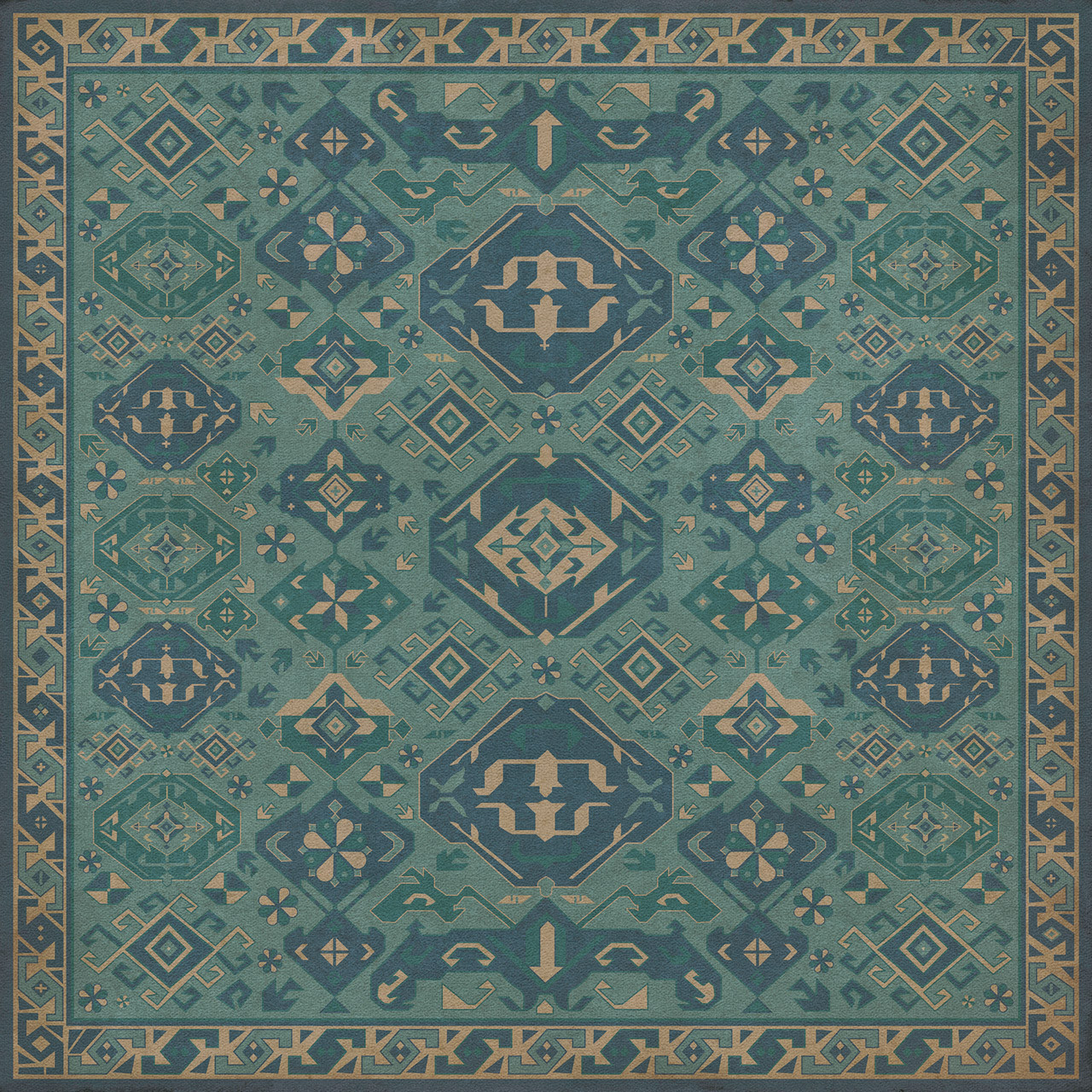 Williamsburg Traditional Porcelain - vinyl floor cloth image for all square sizes