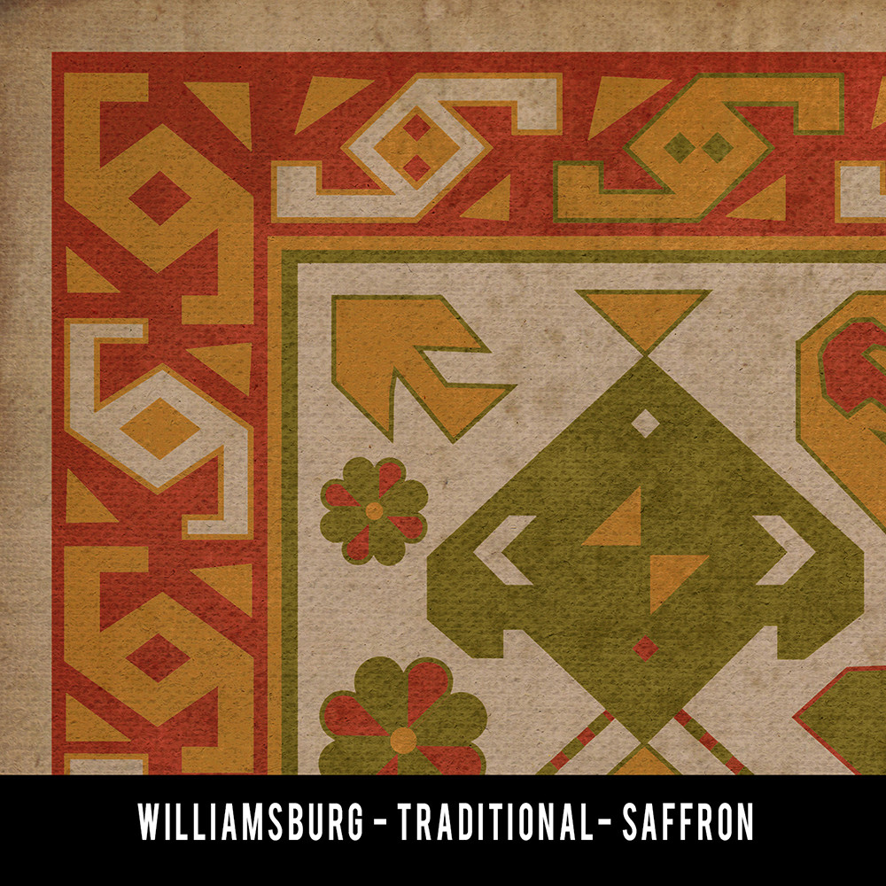 Williamsburg Traditional Saffron - vinyl floor cloth swatch samples
