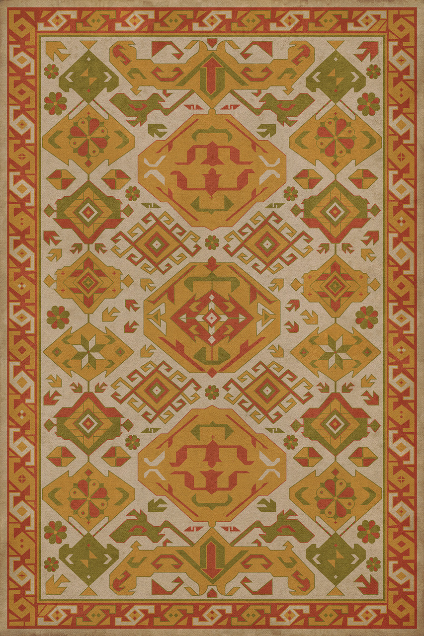 Williamsburg Traditional Saffron - vinyl floor cloth image for all rectangle sizes