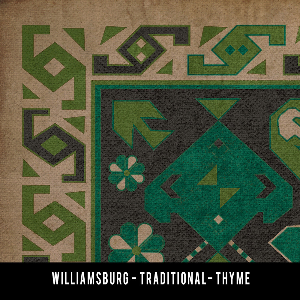 Traditional Thyme - vinyl floor cloth swatch sample