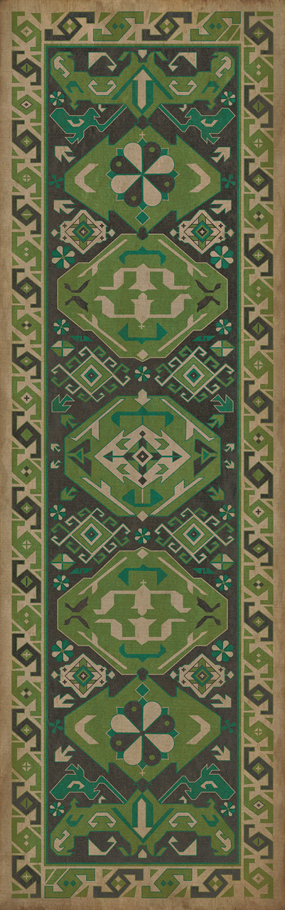 Traditional Thyme - vinyl floor cloth size 36x115