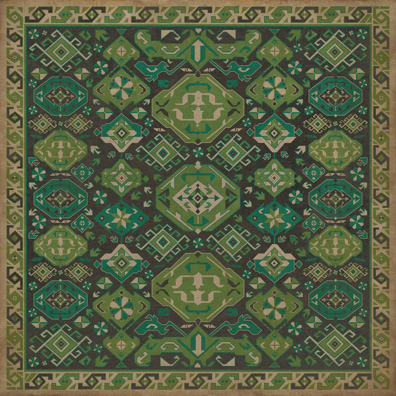 Traditional Thyme - vinyl floor cloth image for all square sizes