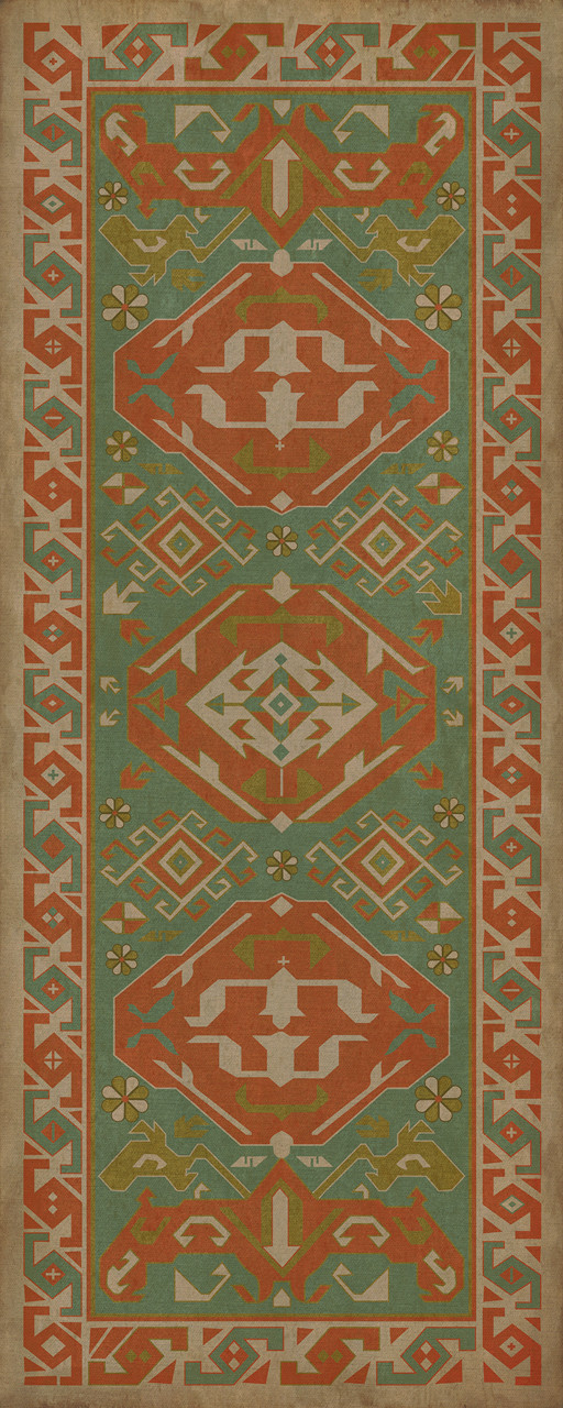 Williamsburg Traditional Traditional - vinyl floor cloth size 36x90