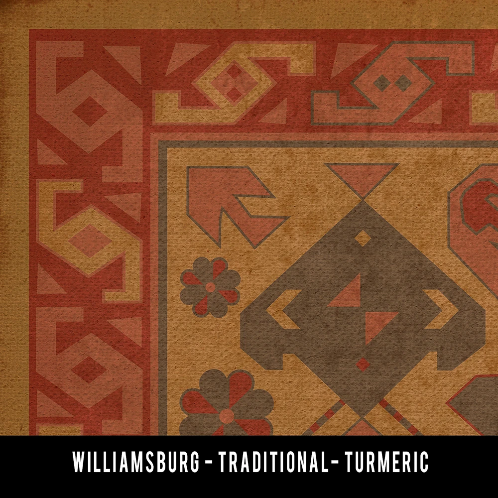 Williamsburg Traditional Turmeric - vinyl floor cloth swatch sample