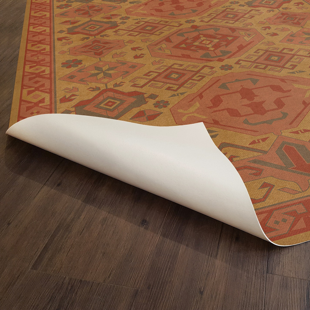 Williamsburg Traditional Turmeric - vinyl floor cloth underside 