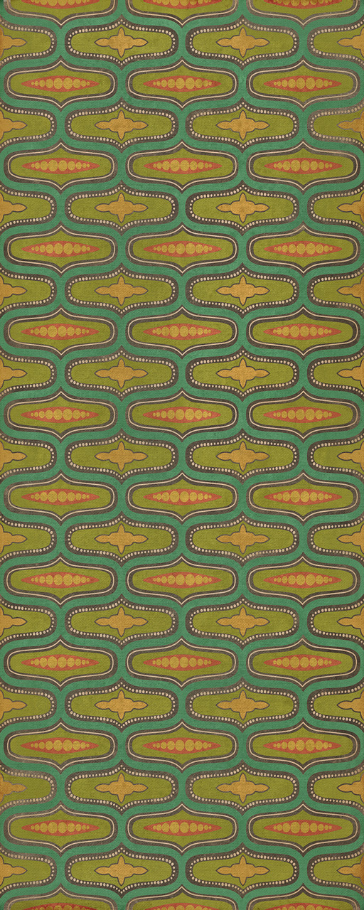 Williamsburg Wavy Lines Defoe - vinyl floor cloth sizes 30x75, 36x90