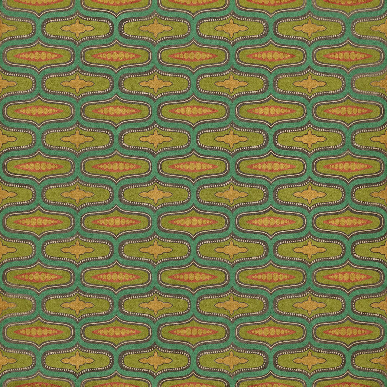Williamsburg Wavy Lines Defoe - vinyl floor cloth sizes 60x60, 72x72