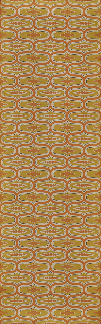 Williamsburg Wavy Lines Goldsmith - vinyl floor cloth size 36x115