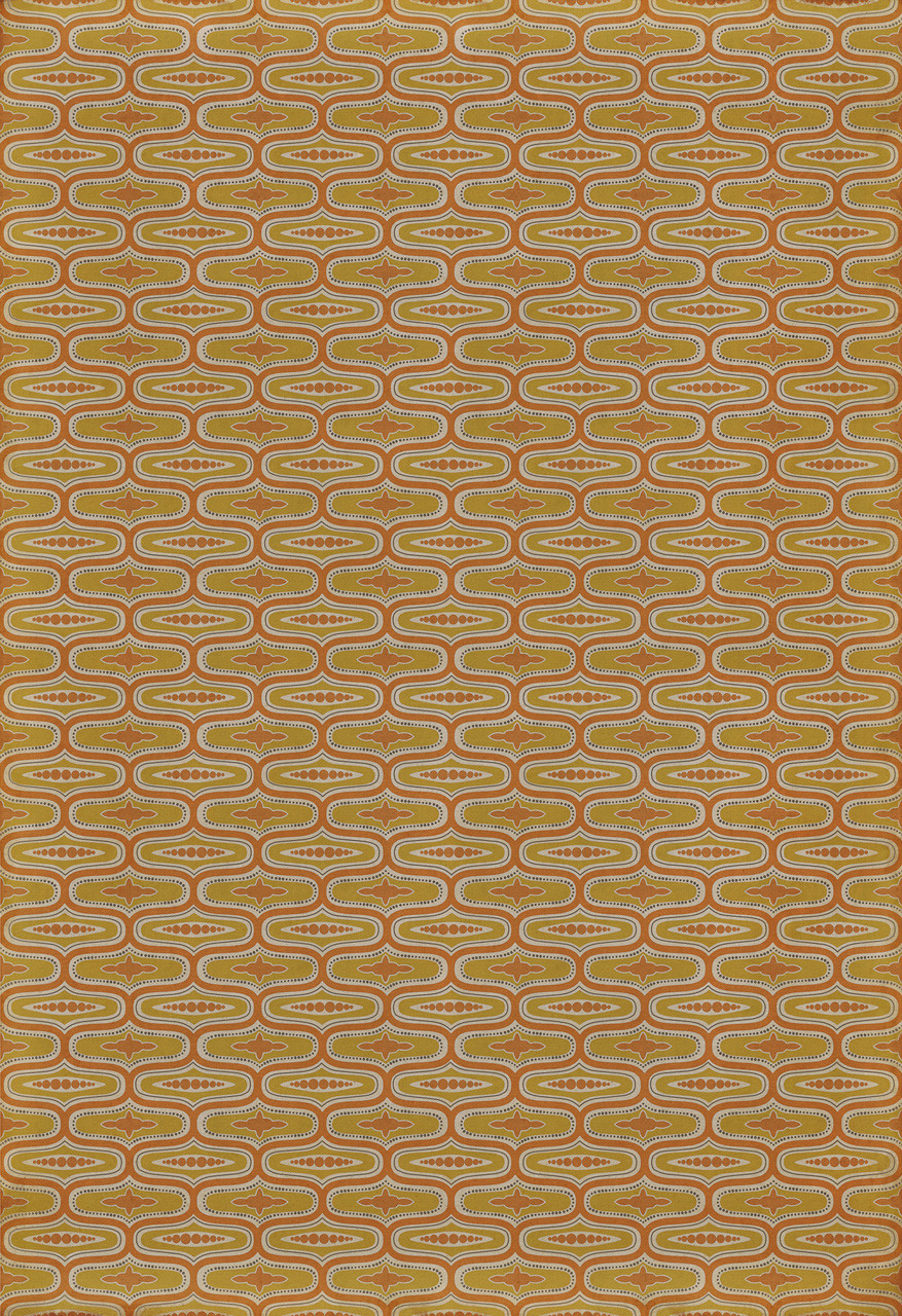 Williamsburg Wavy Lines Goldsmith - vinyl floor cloth sizes 96x140, 120x175