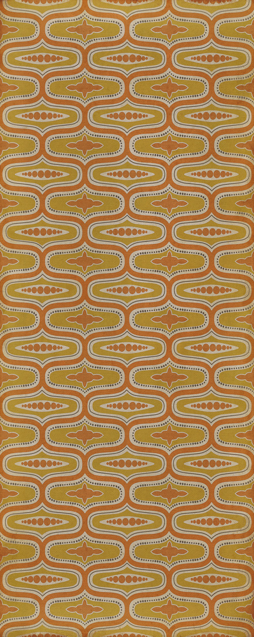 Williamsburg Wavy Lines Goldsmith - vinyl floor cloth sizes 36x90